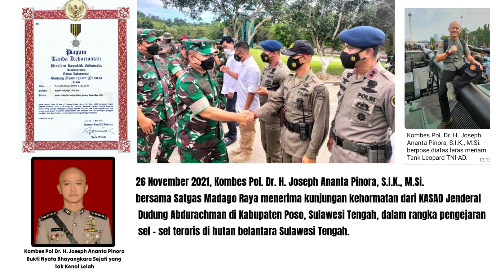 Negara Anugerahkan Penghargaan Tertinggi Kepolisian kepada Kombes Pol Dr. H. Joseph Ananta Pinora