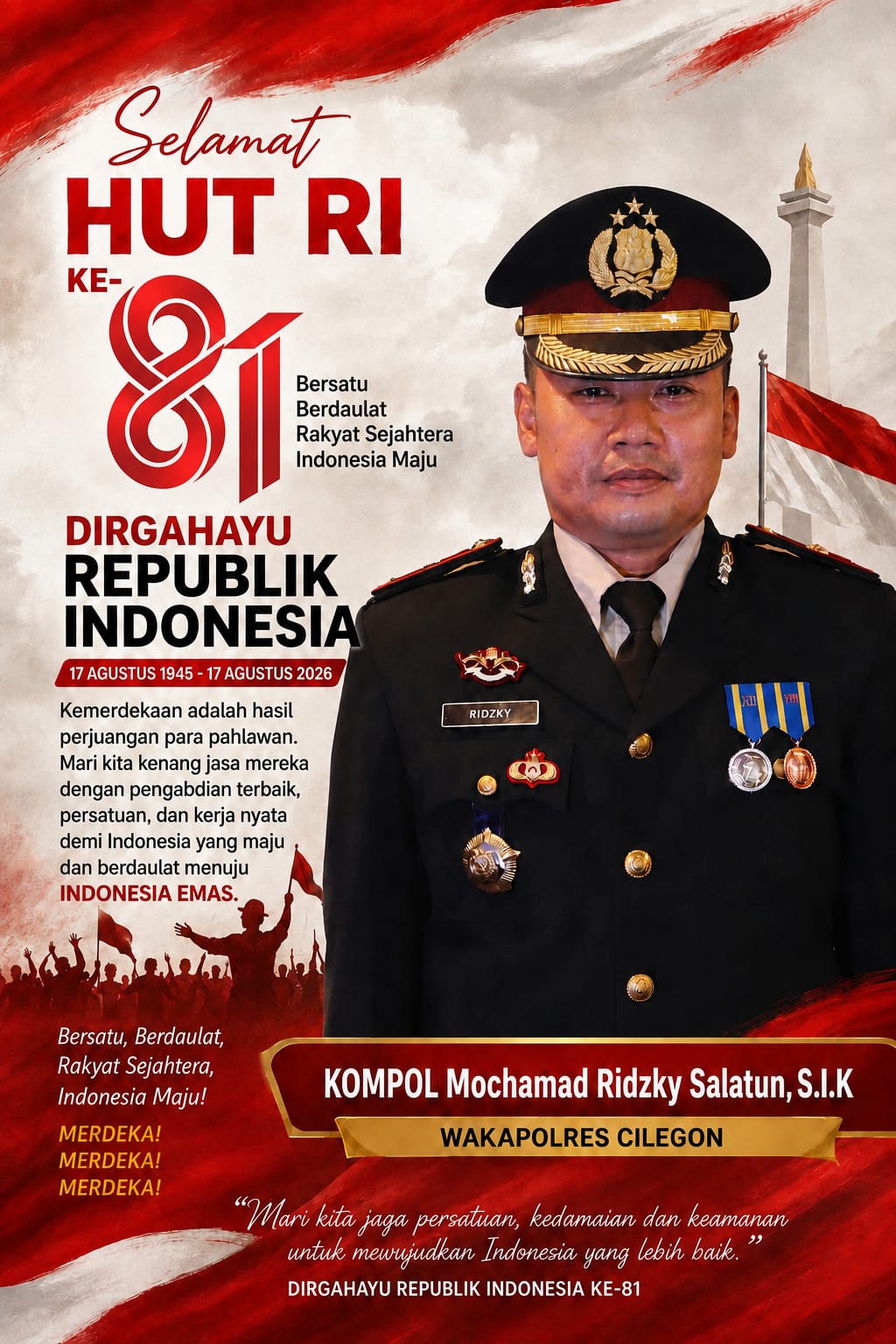 Gelorakan Kemerdekaan! Wakapolres Cilegon Serukan Gelombang Persatuan dan Kebangkitan Nasional di HUT ke-81 RI
